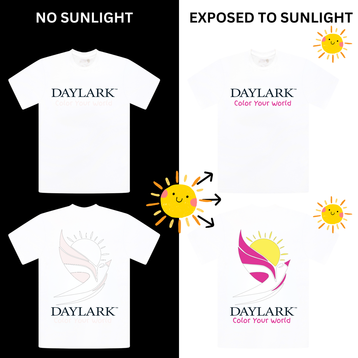 DAYLARK™ SUNSHIFT™ - WHITE TO PINK COLOR CHANGING T-SHIRT